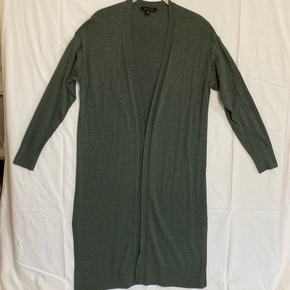 Ann Taylor Open Duster Cardigan - green -  XS